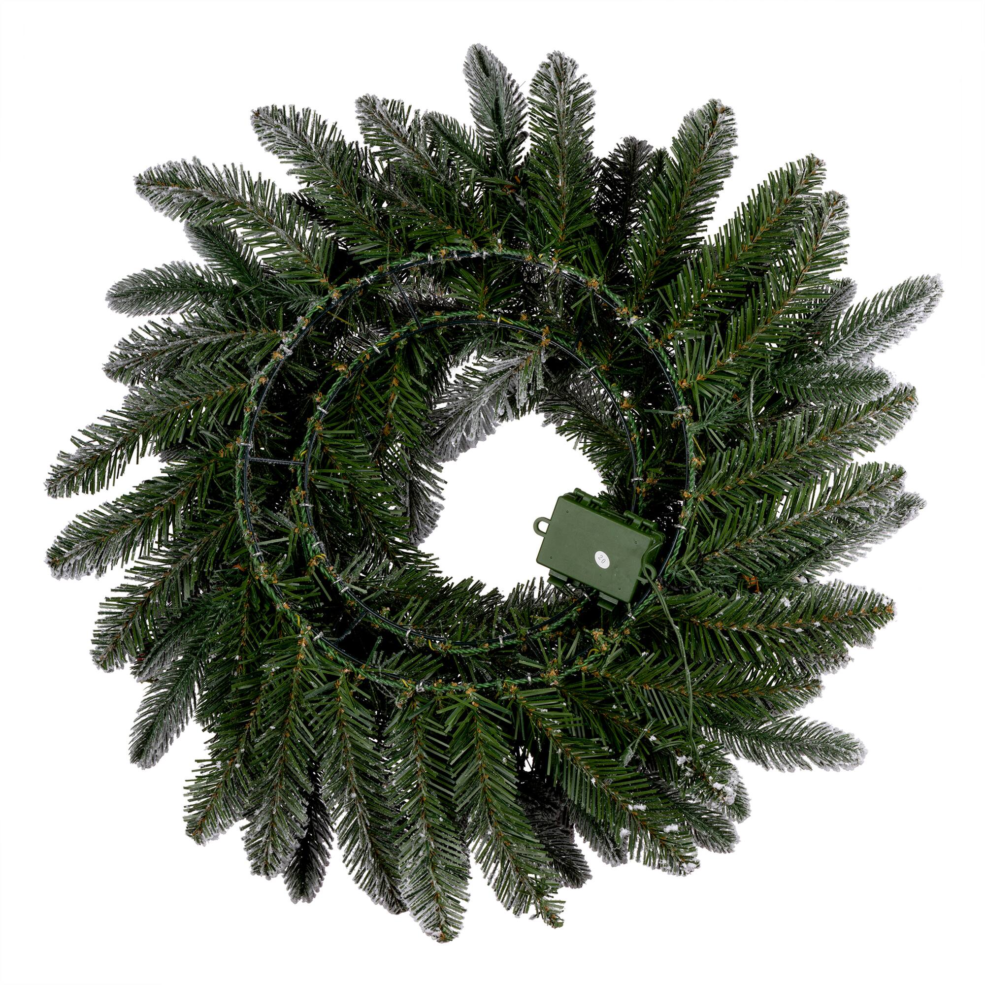 24" Snowberry Warm White LED Pre-Lit Pine Wreath